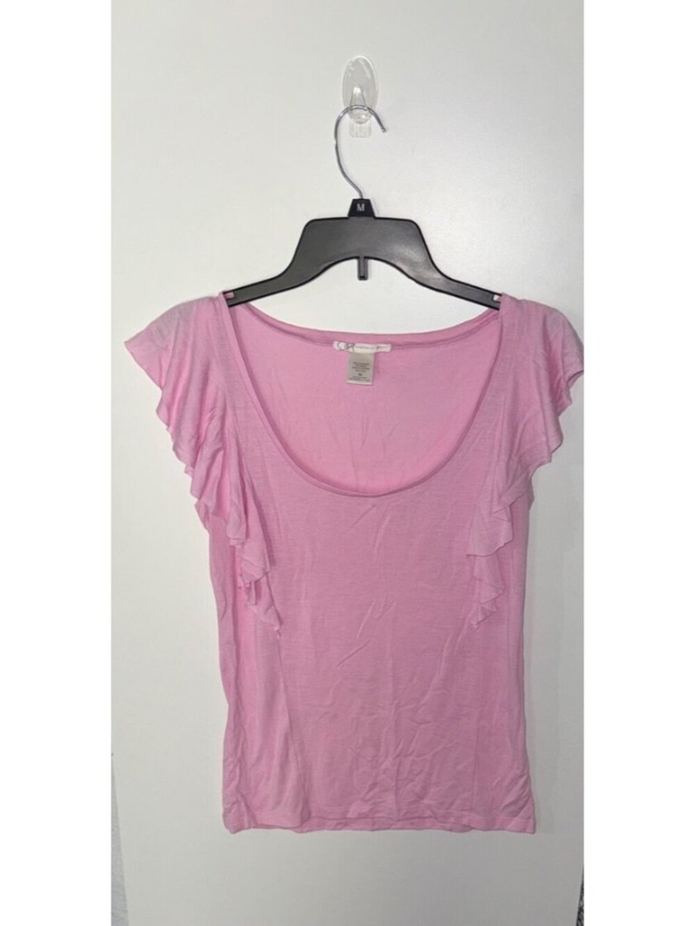 Charlotte Russe womans pink top size Medium short ruffle sleeve
